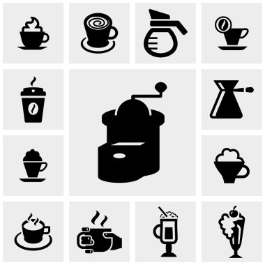 gri üzerine kahve vector Icons set