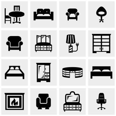 mobilya vektör ikonlar gri ayarlanır