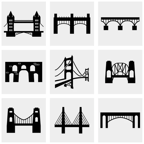 Icônes de pont sur gris — Image vectorielle