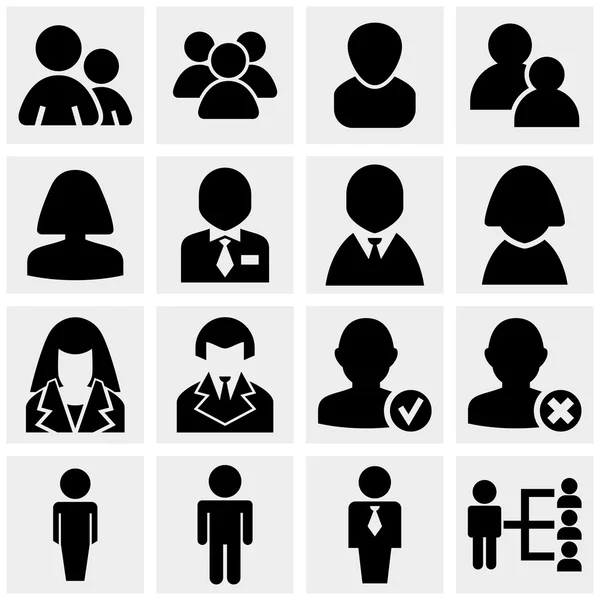 People icons set on gray — Stock Vector