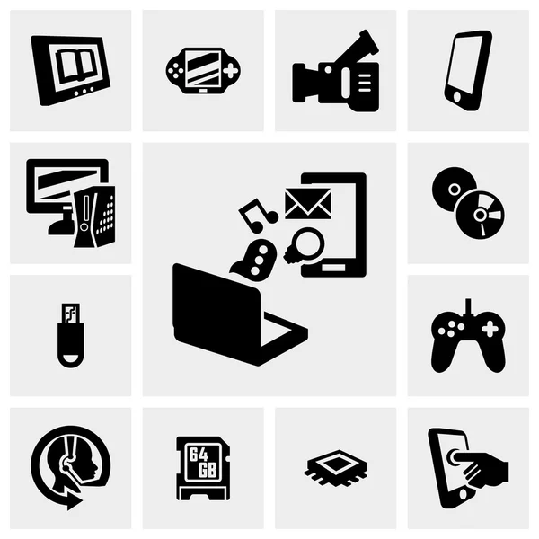 Network, Technology vector icons set on gray — Stock Vector