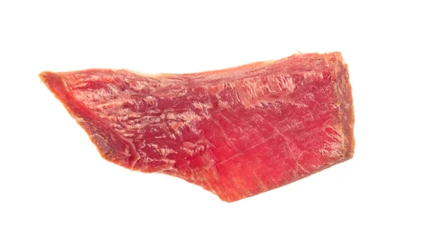 Nötkött Jerky Isolerad Vit Bakgrund Ovanifrån — Stockfoto