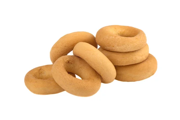 Broodring Baranka Gedroogde Bagels Geïsoleerd Witte Achtergrond — Stockfoto