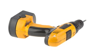 Tornavidalı kablosuz tornavida, beyaz arkaplanda izole edilmiş tornavida.