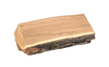 Ahşap meşe, kabuklu ahşap beyaz arka planda izole