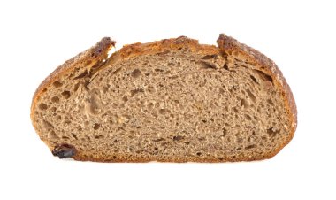 Beyaz arka planda izole edilmiş taze çavdar ekmeği dilimi