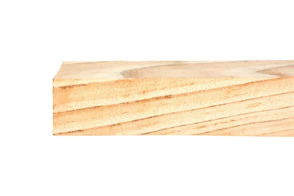 木製のバーの白い背景には フロントビューに隔離された 松の木の梁 白い背景に隔絶された木製のブロックボード — ストック写真