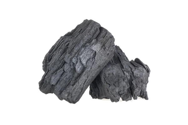 Естественный Древесный Уголь Изолирован Белом Фоне Твердый Древесный Уголь — стоковое фото