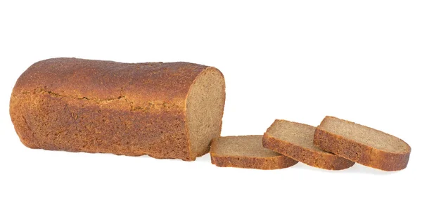 Chleb Pełnoziarnisty Pokrojony Kawałki Żyta Izolowane Białym Tle — Zdjęcie stockowe