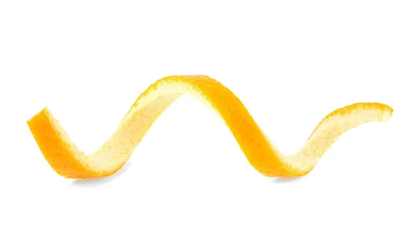 Fehér Alapon Izolált Friss Narancshéj Egy Narancshéj Narancssárga Csavar — Stock Fotó