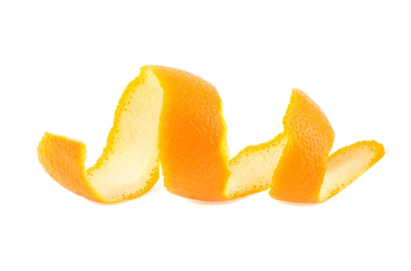 新鲜橙子皮在白色背景上被分离出来 单片橙皮橙子捻 — 图库照片