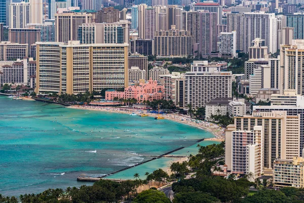 Waikiki and Beach, Oahu, Hawaï — Photo