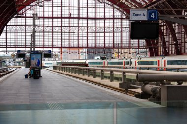 Antwerp, Belgium - July 12, 2010 : Station Antwerpen-Centraal. Antwerp Central Station, large under-cover rail terminus in the northern port city.