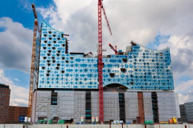 Hamburg, Germany - July 12, 2011 : Construction of Elbphilharmonie Hamburg, concert hall on banks of Elbe River.