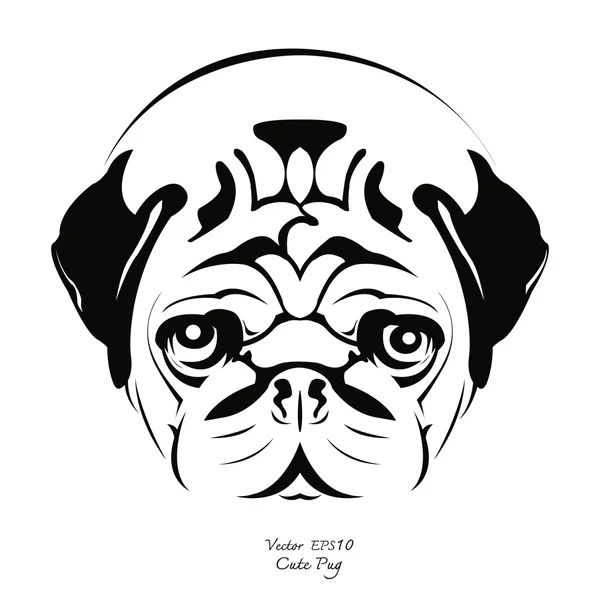 Black and white pug dog — Stock Vector