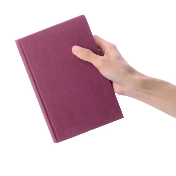 Рука людини, що вибирає червону книгу — стокове фото