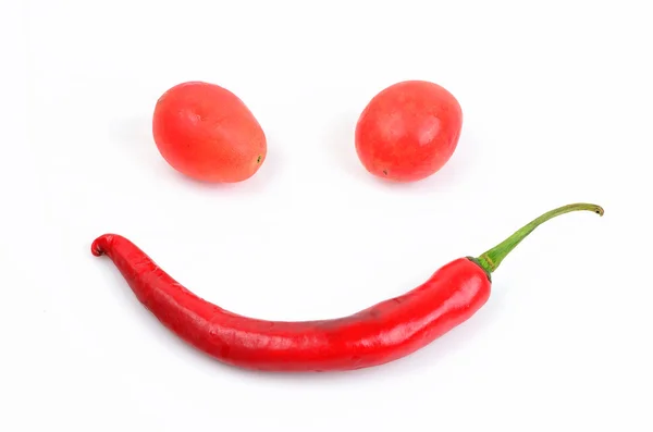 Chili and potatoes makes smiley face — Stock Photo, Image
