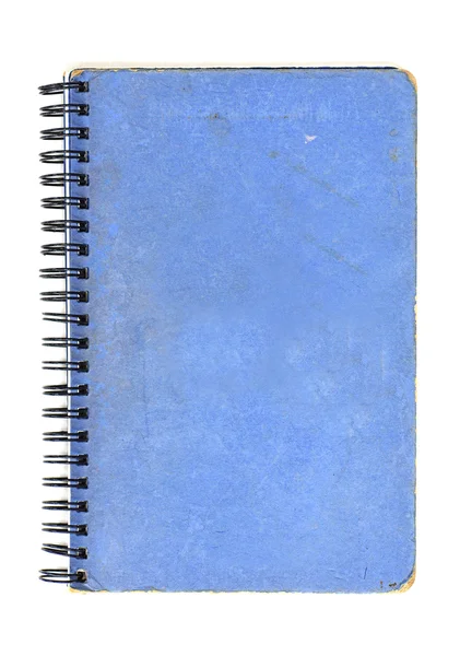 Grunge mavi defter üzerinde beyaz izole. — Stok fotoğraf