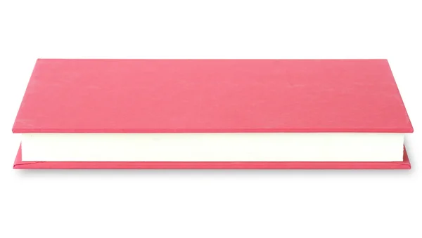 Leeres rotes Buch isoliert auf weißem Boden liegend mit Schneideweg. — Stockfoto