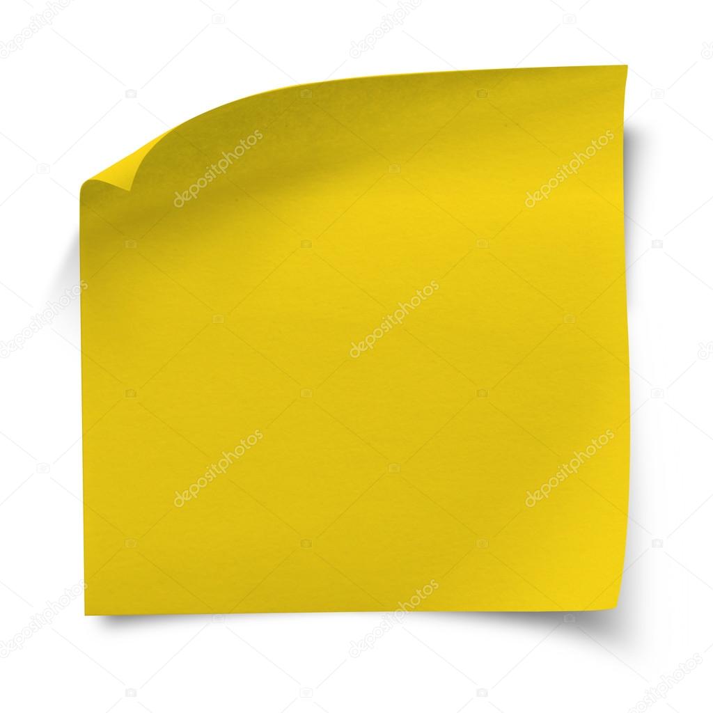 Yellow sticker note paper isolated with clipping path.