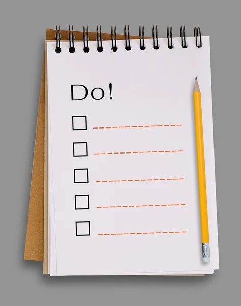 Öppna tom anteckningsbok med "göra" planering, isolerad på grå backgro — Stockfoto