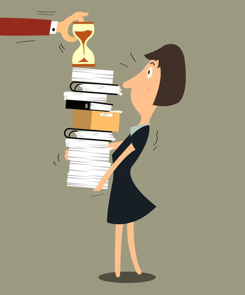 Business woman required hard working in time. — Stock Vector