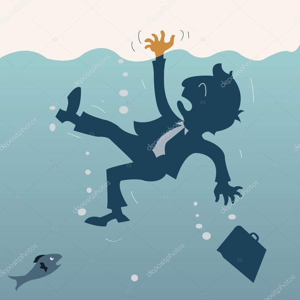 Drowning business man — Stock Vector © jesadaphorn #30719365