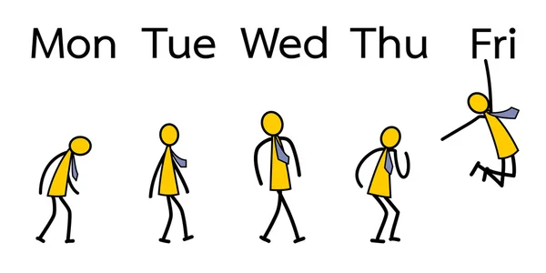 Émotion du travailleur du lundi au vendredi — Image vectorielle