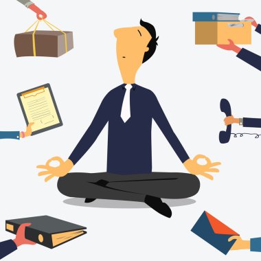 Yoga yaparken işadamı