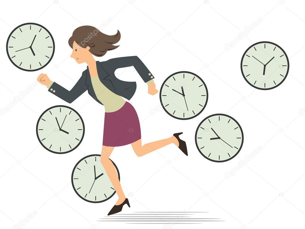 Woman running with time