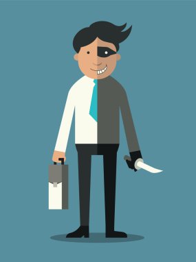 Two faces of businessman clipart