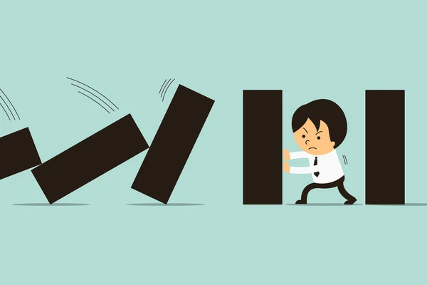 Stop dominos collapse Stock Illustration
