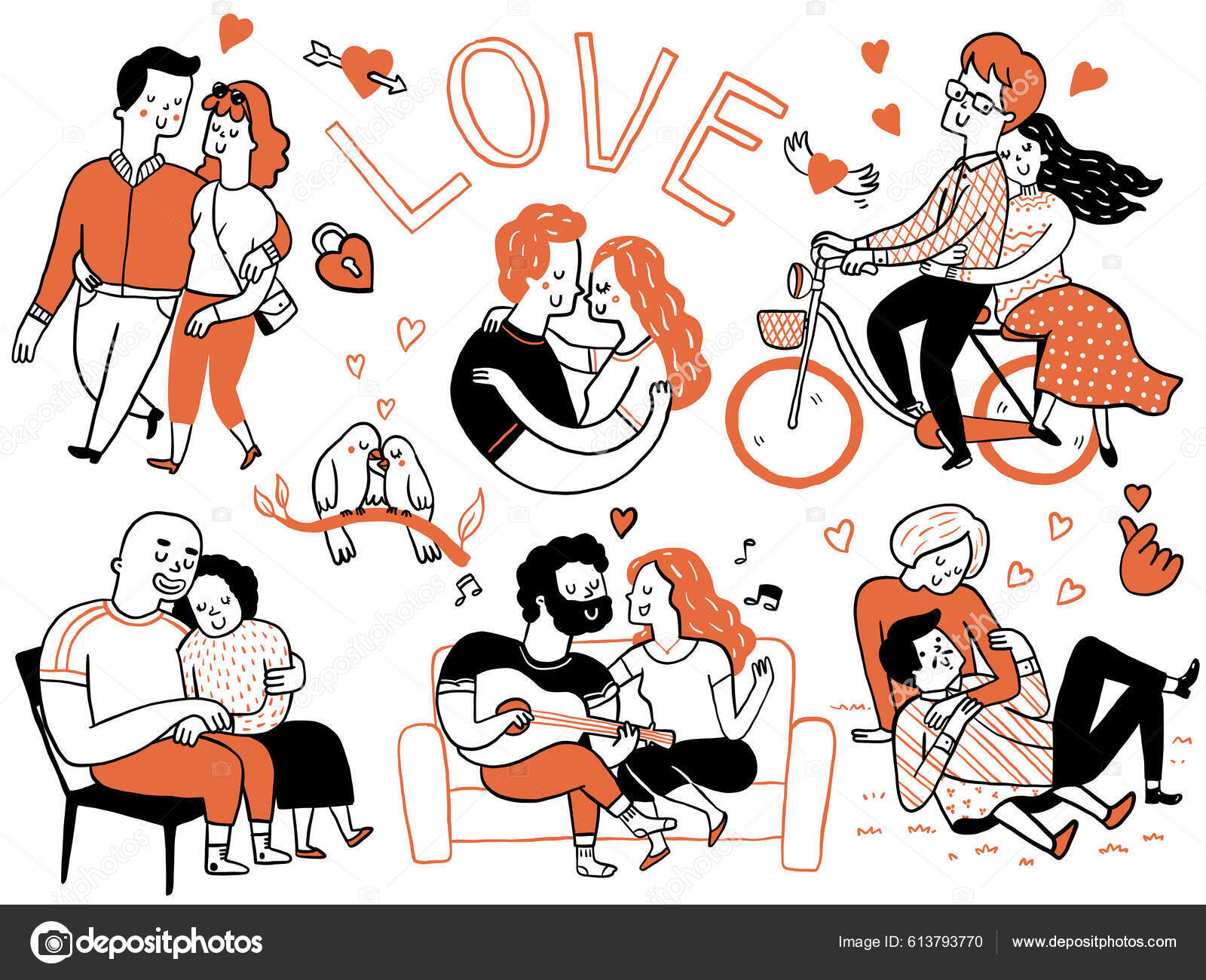 Image vectorielle Mignon Personnage D'illustration Doodle Des Amoureux  Couple Dans Moment Romantique par ©jesadaphorn - 613793770, image size:1600x1300