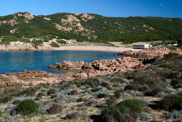 Kilátás Cala Sarraina Strand — Stock Fotó