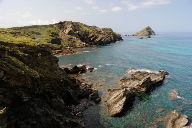 Punta Ruja sahili ve Isola dei Porri manzarası