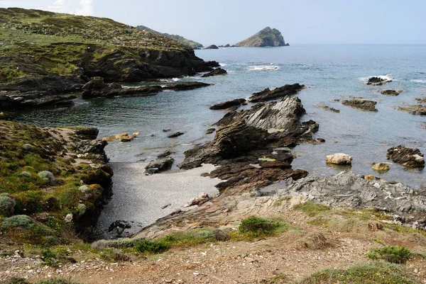 Widok Wybrzeże Nurra Tle Isola Dei Porri — Zdjęcie stockowe