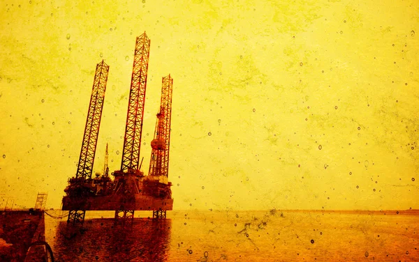 Vintage yellow oil rig — Stock Photo, Image