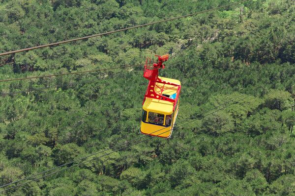 Ropeway in Yalta leading to the top of Ai-Petri mountain, Crimea. Ukraine