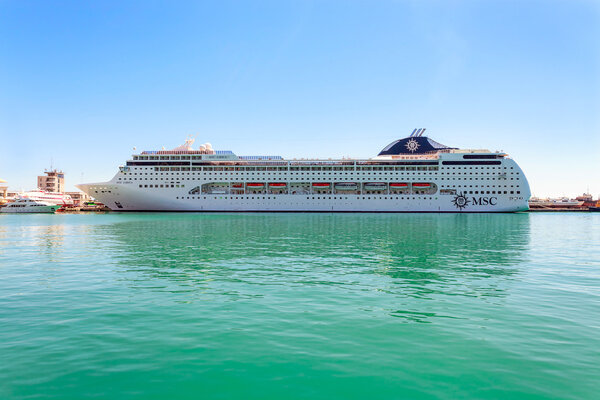 YALTA, UKRAINE - May 2: Visit of the MSC LIRICA ship in the port Yalta. Ukraine