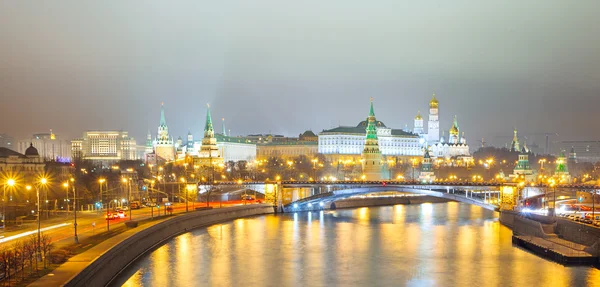 Mosca Panorama del Cremlino di notte — Foto Stock