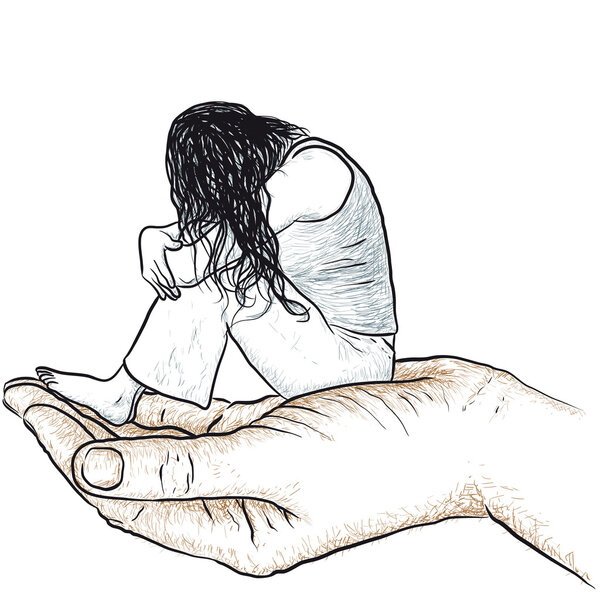 hand supporting a woman