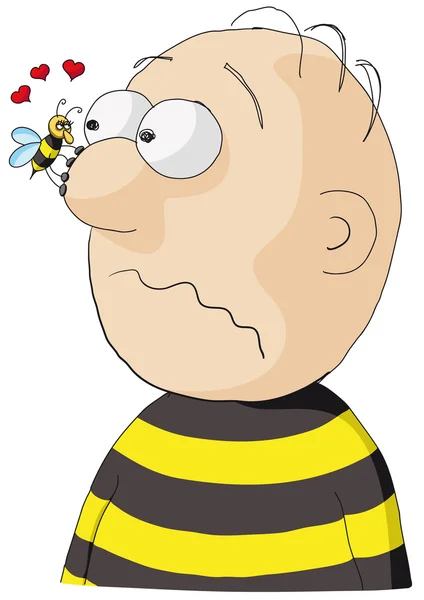 Charakter und Biene — Stockvektor