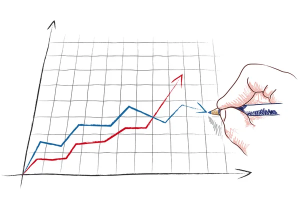 Hand draws a graph — Stock Vector