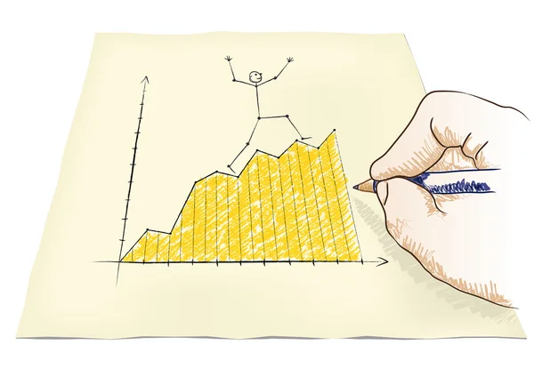 Hand draws a graph — Stock Vector