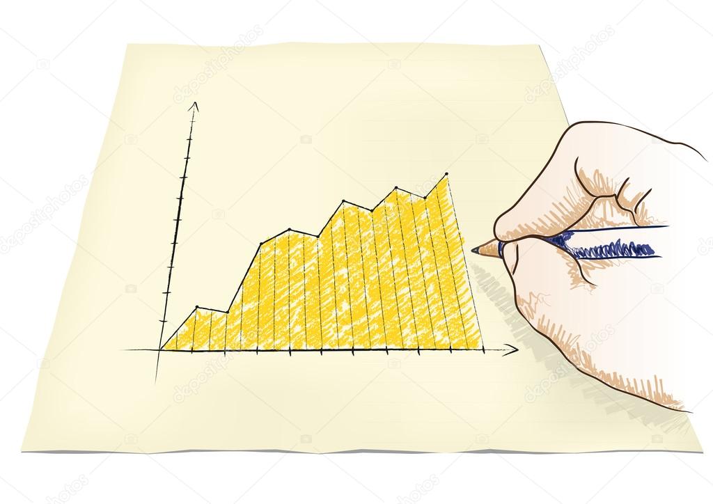 Hand draws a graph