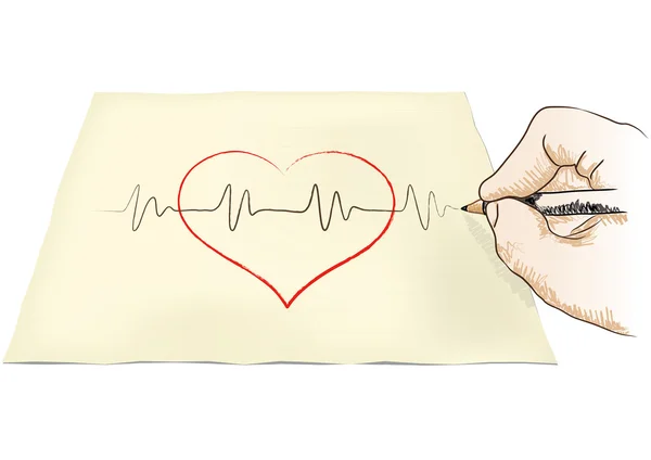 Ręka rysuje serce — Wektor stockowy