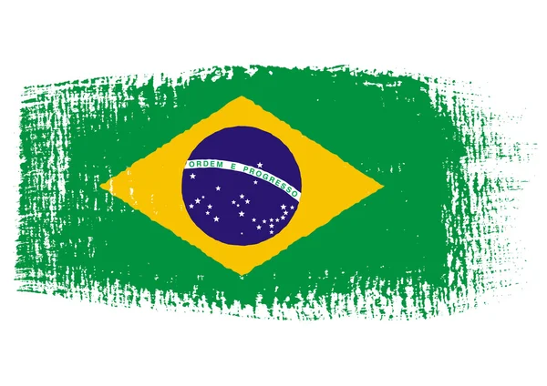 Bandera de pincelada Brasil con fondo transparente — Vector de stock