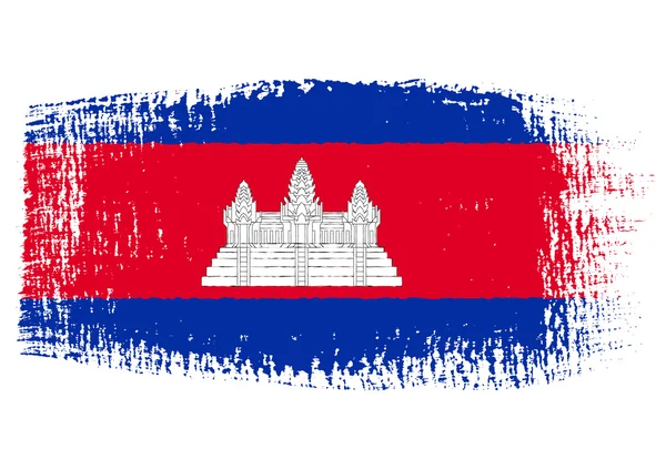 Penseelstreek vlag Cambodja — Stockvector