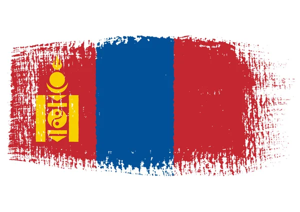 Pinselstrich Flagge Mongolei — Stockvektor