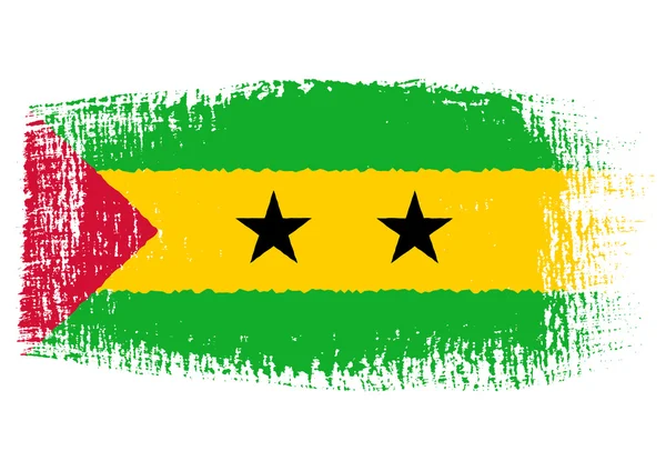 Sao tome ve principe brushstroke bayrak — Stok Vektör